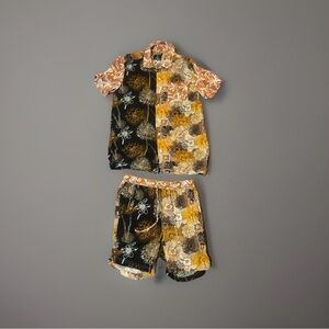 Massive Luxury Men's Two Piece Floral Camp Shirt and Shorts Set Sz S NWOT